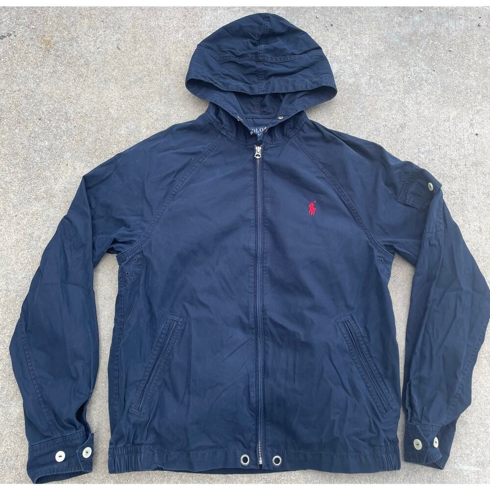Polo Ralph Lauren Jacket Mens Small Navy Hooded Windbreaker